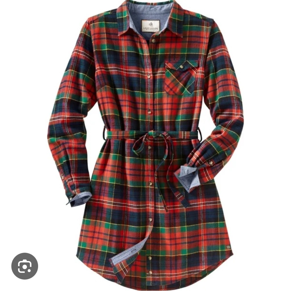 Legendary Red and Green Plaid Flannel Shirt Dress